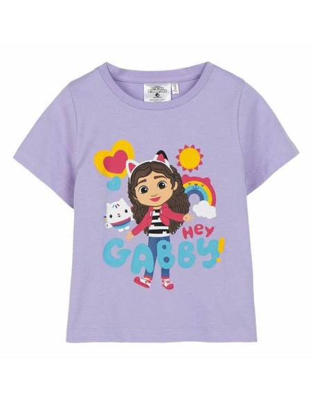 Child's Short Sleeve T-Shirt Gabby's Dollhouse White Purple