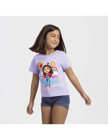Child's Short Sleeve T-Shirt Gabby's Dollhouse White Purple