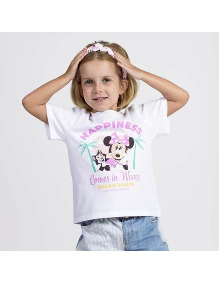 Child's Short Sleeve T-Shirt Minnie Mouse White