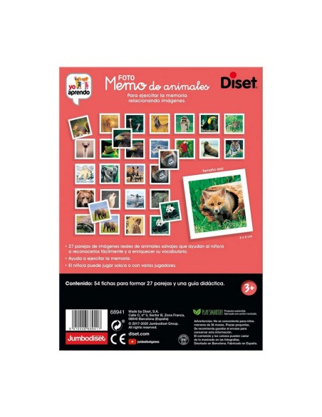 Educational Game Diset Memo Photo Animales 54 Pieces