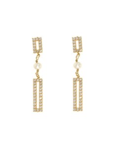Ladies' Earrings New Bling 9NB-PRL11C Golden
