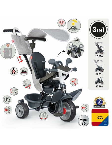 Tricycle Smoby Baby Driver Grey