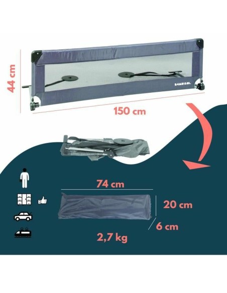 Bed safety rail Looping BL5003G 44 x 150 cm Grey