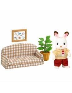 Action Figure Sylvanian Families Papa Rabbit Chocolate and Living Room