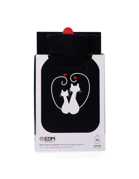 Hot Water Bottle EDM 76779 Black Black/White Wool 2 L