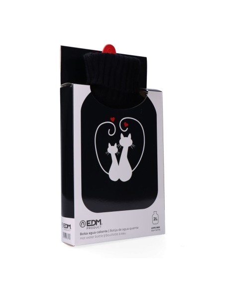 Hot Water Bottle EDM 76779 Black Black/White Wool 2 L