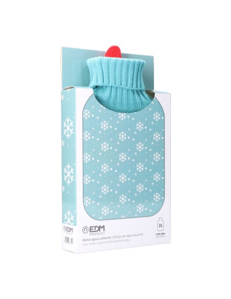 Hot Water Bottle EDM 76771 Blue Blue/White Snowflakes Wool 2 L Plastic