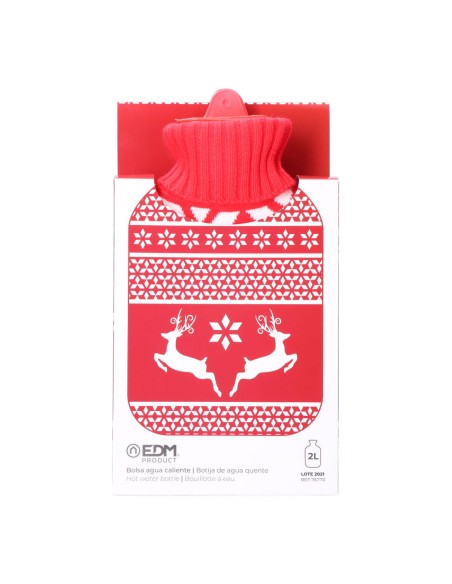 Hot Water Bottle EDM 76770 Rojo/Blanco Wool 2 L Plastic