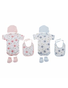 Set of clothes DKD Home Decor Blue Pink 0-6 Months Cotton Stars (2 Units)