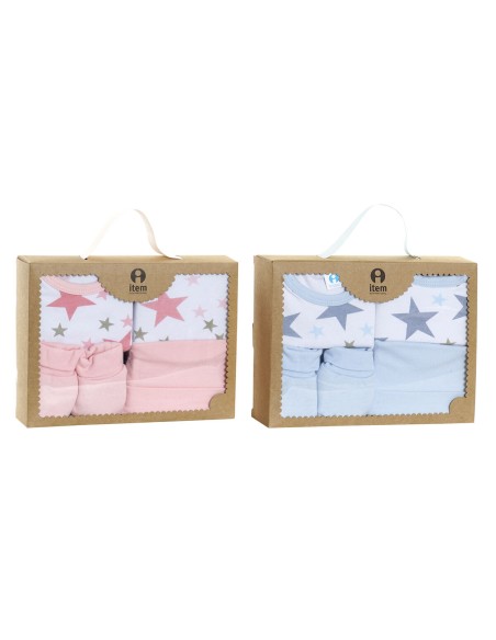 Set of clothes DKD Home Decor Blue Pink 0-6 Months Cotton Stars (2 Units)