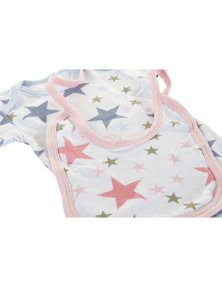 Set of clothes DKD Home Decor Blue Pink 0-6 Months Cotton Stars (2 Units)