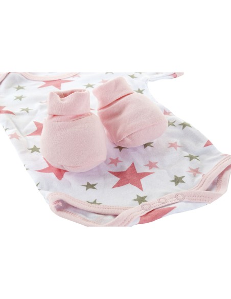 Set of clothes DKD Home Decor Blue Pink 0-6 Months Cotton Stars (2 Units)