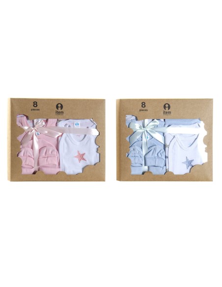 Set of clothes DKD Home Decor Blue Pink 0-6 Months Stars (7 Pieces) (2 Units)