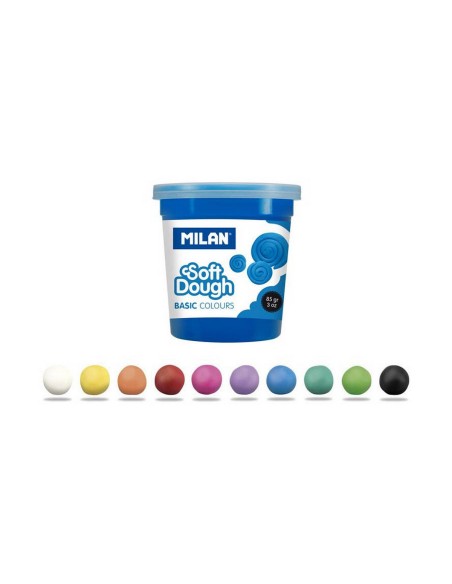 Modelling Clay Game Milan Soft dough 913510B Yellow Blue Multicolour 85 g Vegetable (10 Units)