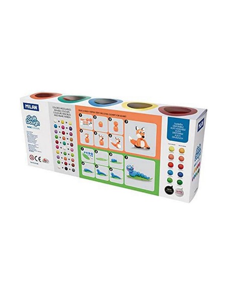 Modelling Clay Game Milan Soft dough 913510B Yellow Blue Multicolour 85 g Vegetable (10 Units)