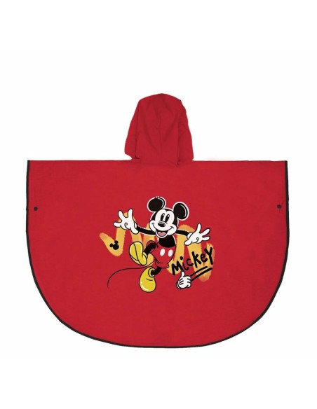 Waterproof Poncho with Hood Mickey Mouse Red