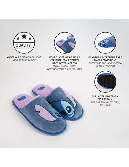 House Slippers Stitch Blue 34-35