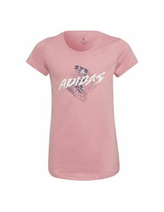 Child's Short Sleeve T-Shirt Adidas  Graphic  Pink