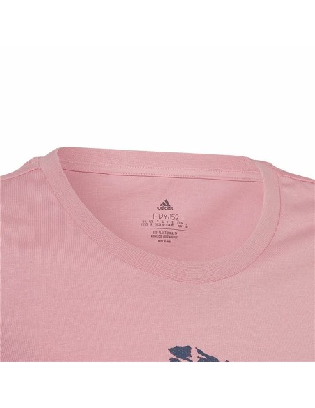 Child's Short Sleeve T-Shirt Adidas  Graphic  Pink