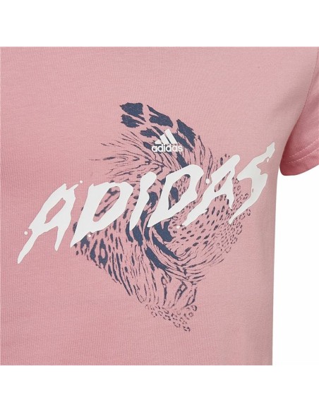 Child's Short Sleeve T-Shirt Adidas  Graphic  Pink