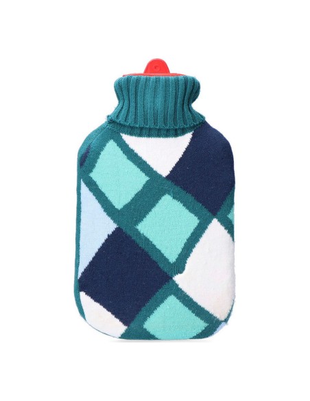 Hot Water Bottle EDM 76775 Blue Squared Wool 2 L