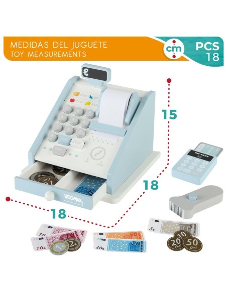 Toy Cash Register Woomax 18 Pieces 4 Units 18 x 15 x 18 cm