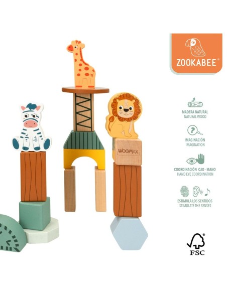 Construction set Woomax animals 28 Pieces (6 Units)