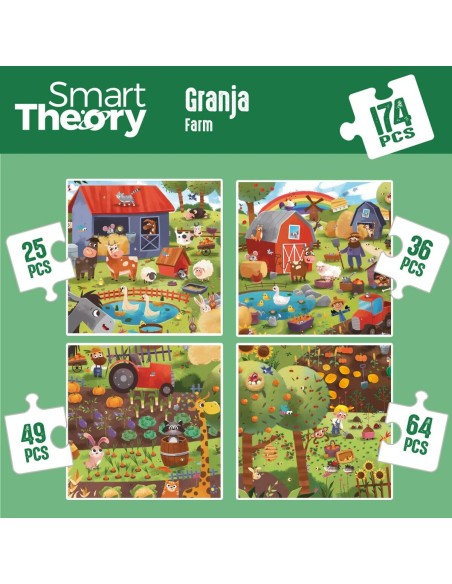 Child's Puzzle Colorbaby 4-in-1 174 Pieces Farm 68 x 68 cm (6 Units)