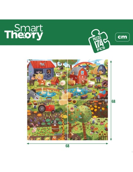 Child's Puzzle Colorbaby 4-in-1 174 Pieces Farm 68 x 68 cm (6 Units)