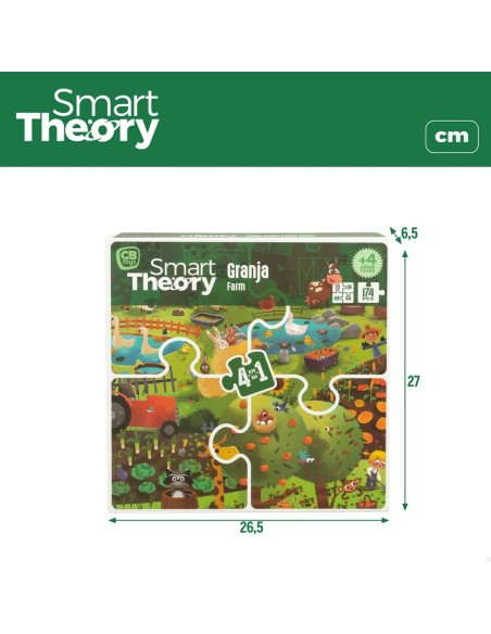 Child's Puzzle Colorbaby 4-in-1 174 Pieces Farm 68 x 68 cm (6 Units)