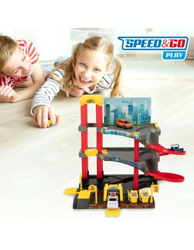Car park with Cars Speed & Go 37 x 29 x 25 cm (4 Units)