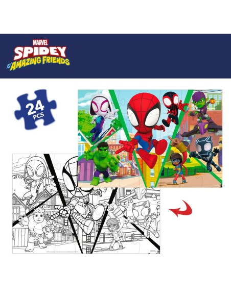 Child's Puzzle Spidey Double-sided 50 x 35 cm 24 Pieces (12 Units)