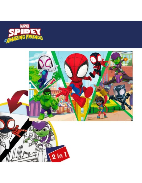 Child's Puzzle Spidey Double-sided 50 x 35 cm 24 Pieces (12 Units)