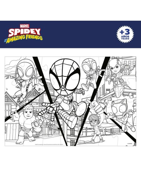 Child's Puzzle Spidey Double-sided 50 x 35 cm 24 Pieces (12 Units)