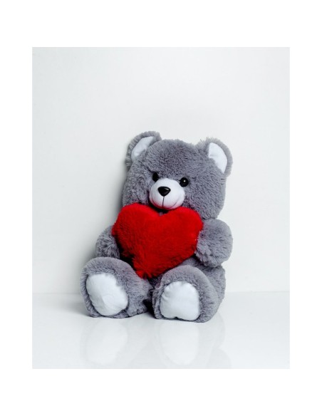Teddy Bear GO GIFT FRANK 50 GR Grey Plush Heart 50 cm
