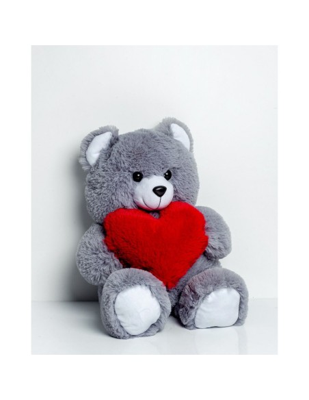 Teddy Bear GO GIFT FRANK 50 GR Grey Plush Heart 50 cm