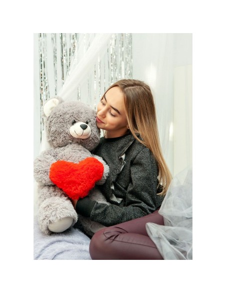 Teddy Bear GO GIFT FRANK 50 GR Grey Plush Heart 50 cm
