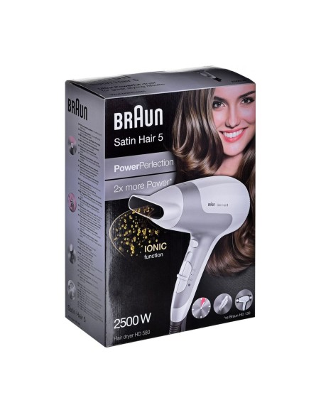 Hairdryer Braun Satin Hair 5 Power Perfection HD580 White Silver 2500 W