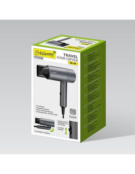 Hairdryer Feel Maestro MR-209 Black Graphite 1600 W