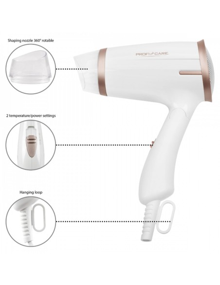 Hairdryer ProfiCare PC-HT 3009 White Champagne Printed 1400 W