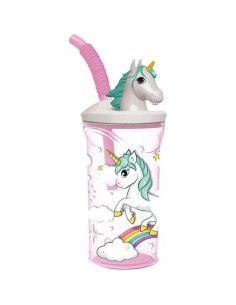 Cup with Straw Stor Unicorn Rainbow Pink (360 ml)
