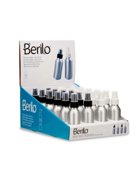 Atomiser Bottle Berilo CH9979-2 White Black Transparent Silver Aluminium polypropylene 100 ml (24 Units)