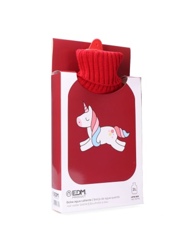 Hot Water Bottle EDM 76778 Red Unicorn Wool 2 L Plastic