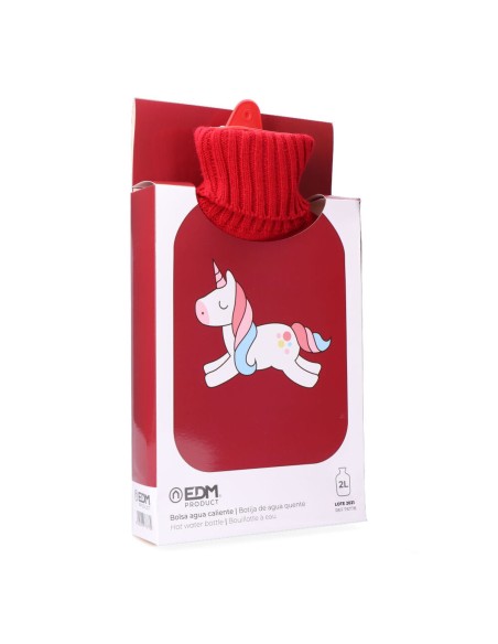 Hot Water Bottle EDM 76778 Red Unicorn Wool 2 L Plastic