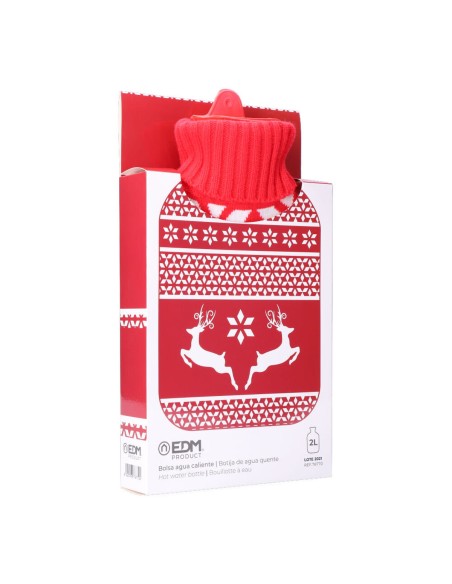 Hot Water Bottle EDM 76770 Rojo/Blanco Wool 2 L Plastic