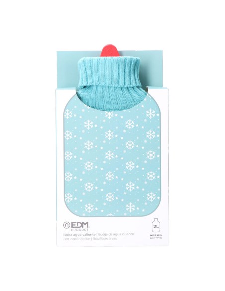 Hot Water Bottle EDM 76771 Blue Blue/White Snowflakes Wool 2 L Plastic