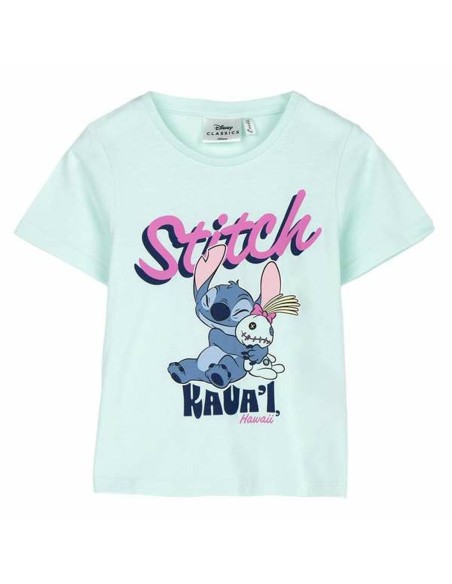 Child's Short Sleeve T-Shirt Stitch Green Turquoise