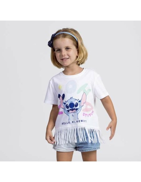 Child's Short Sleeve T-Shirt Stitch White