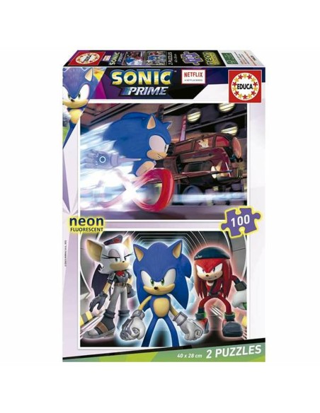 2-Puzzle Set Educa Neon Sonic 100 Pieces