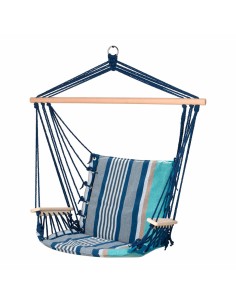 Swing Blue Wood Cotton With armrests Striped 53 x 100 cm